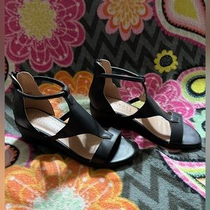 Journee brand black faux leather sandals. Size 5.5. New and never worn.
